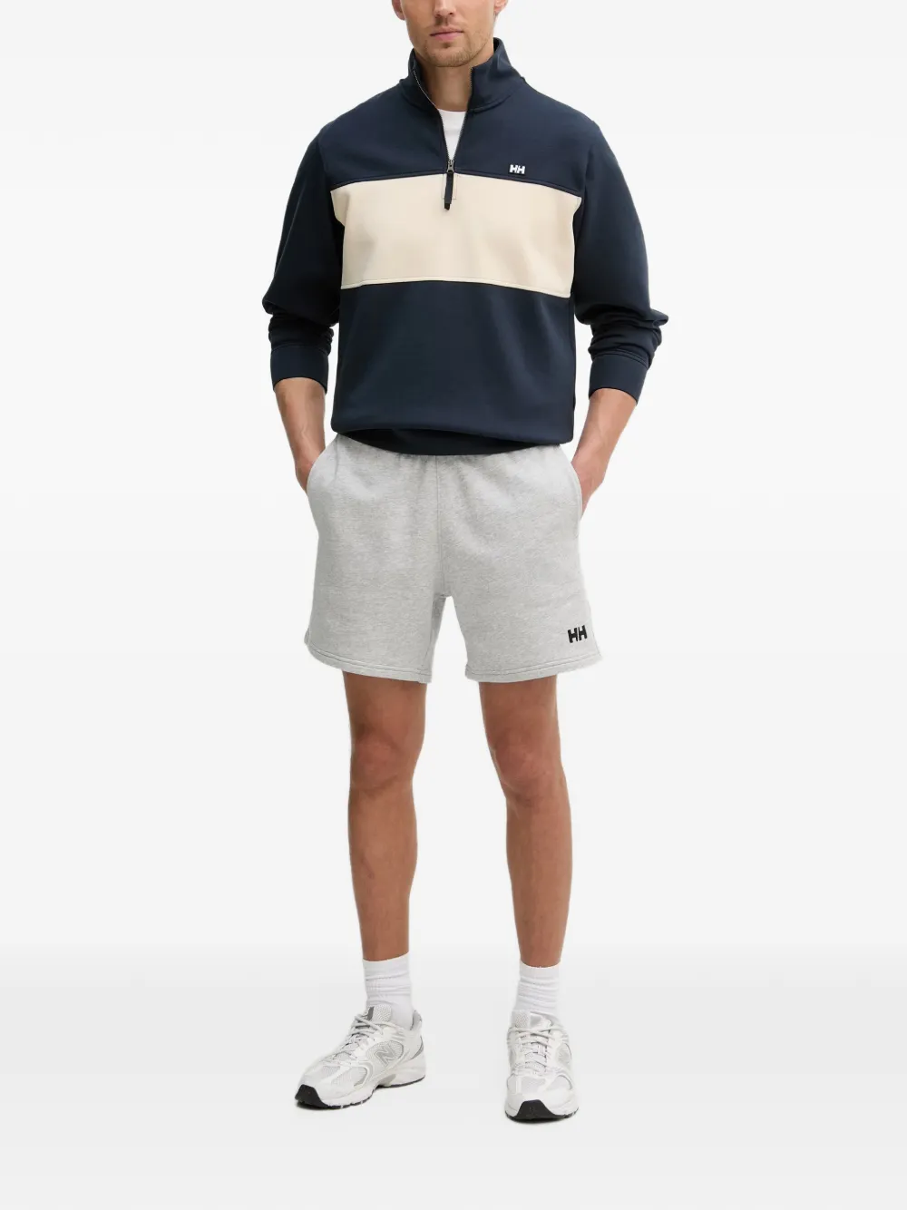 Helly Hansen Trui met colourblocking en kwartrits Blauw