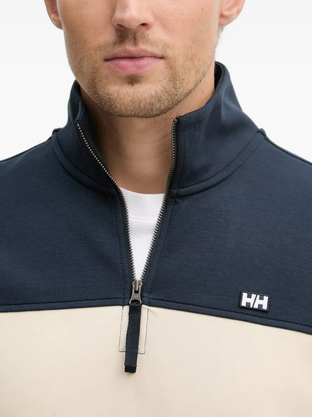 Helly Hansen Trui met colourblocking en kwartrits Blauw