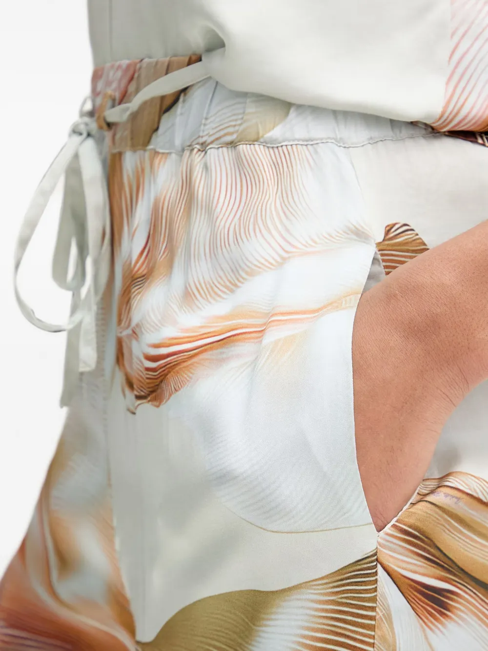 Isabelle Blanche abstract-print drawstring-waist trousers Beige