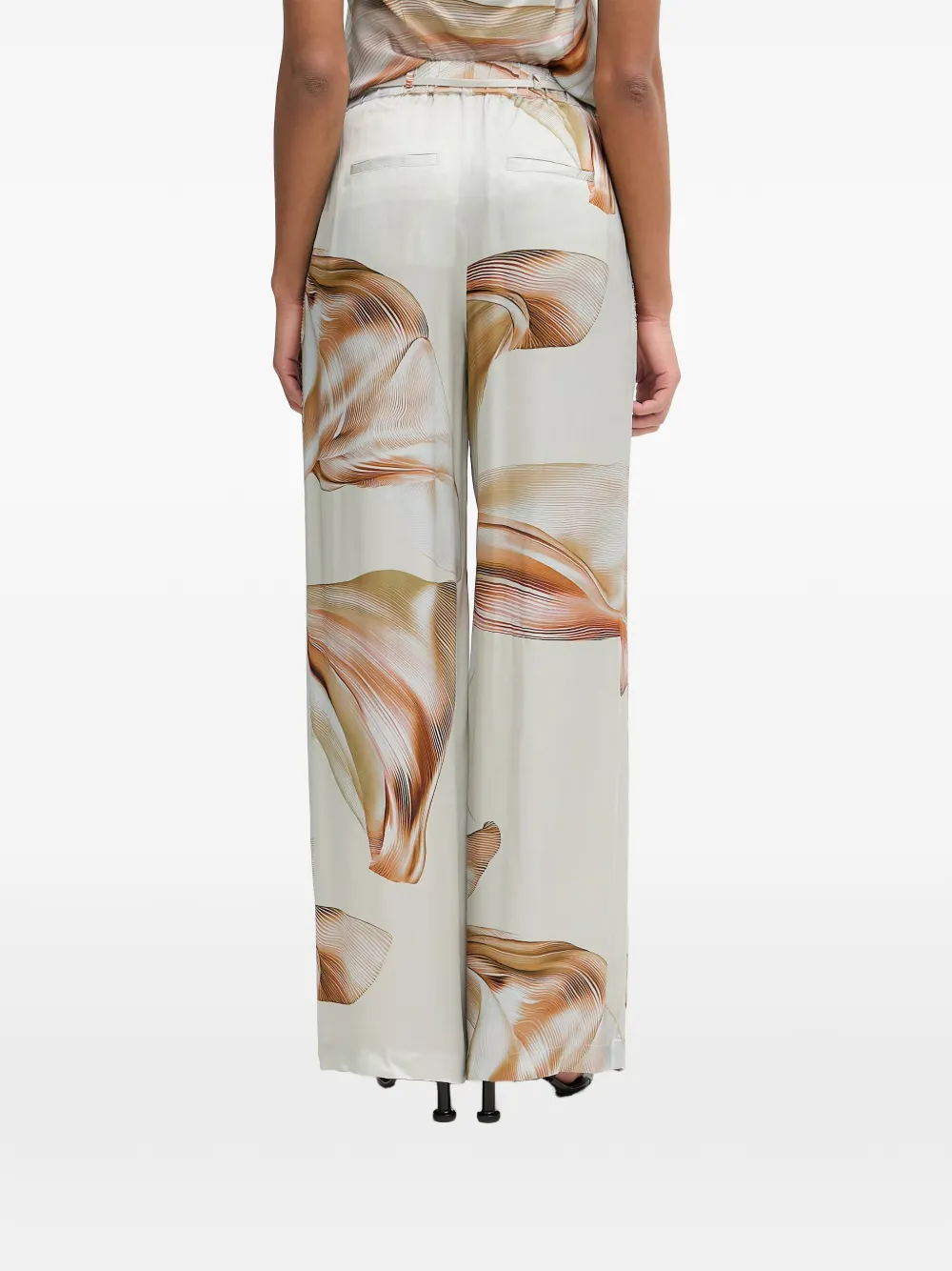 Isabelle Blanche abstract-print drawstring-waist trousers Beige