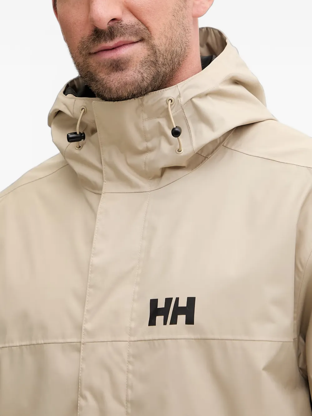Helly Hansen Ervik logo-print hooded jacket Beige