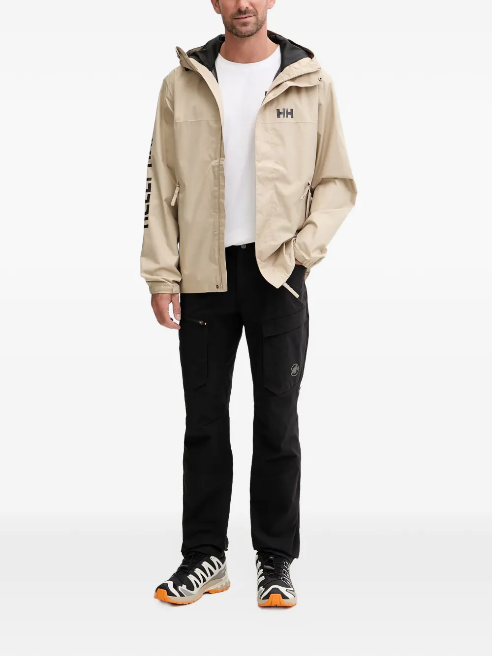 Helly Hansen Ervik logo-print hooded jacket Beige