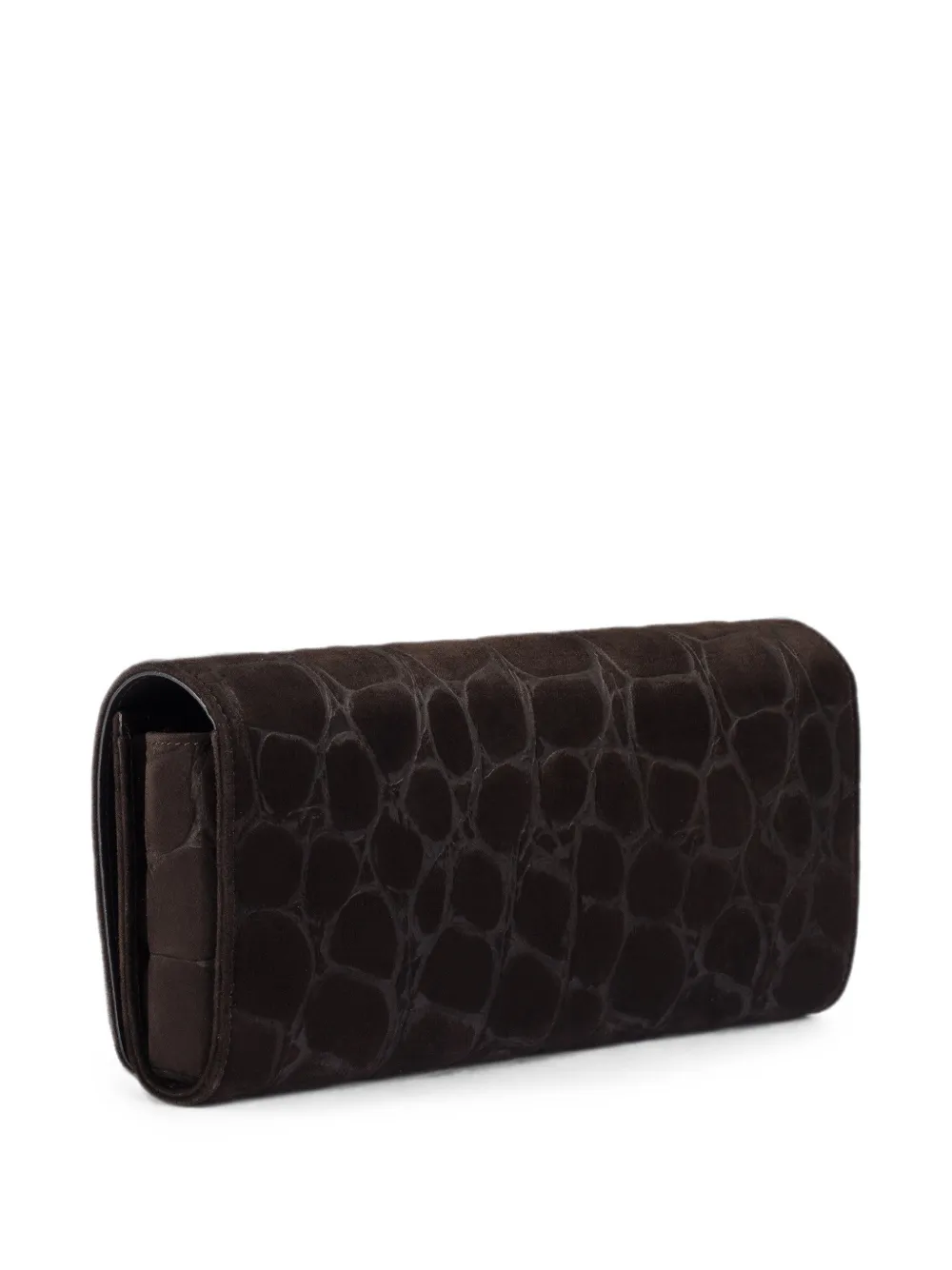 Le Silla Suède clutch met krokodillen-reliëf Bruin