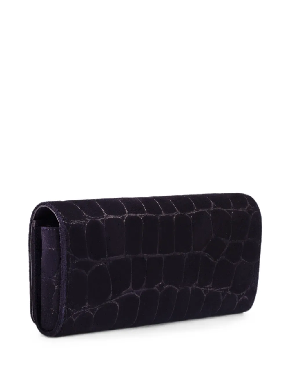 Le Silla Suède clutch met krokodillen-reliëf Paars