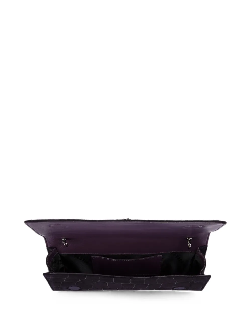 Le Silla Suède clutch met krokodillen-reliëf Paars