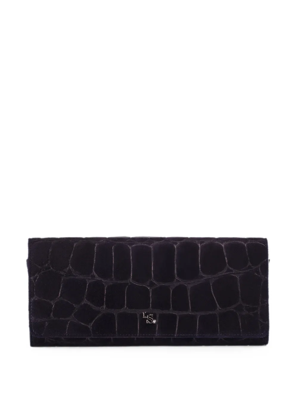 Le Silla Clutch in pelle scamosciata effetto coccodrillo - Viola