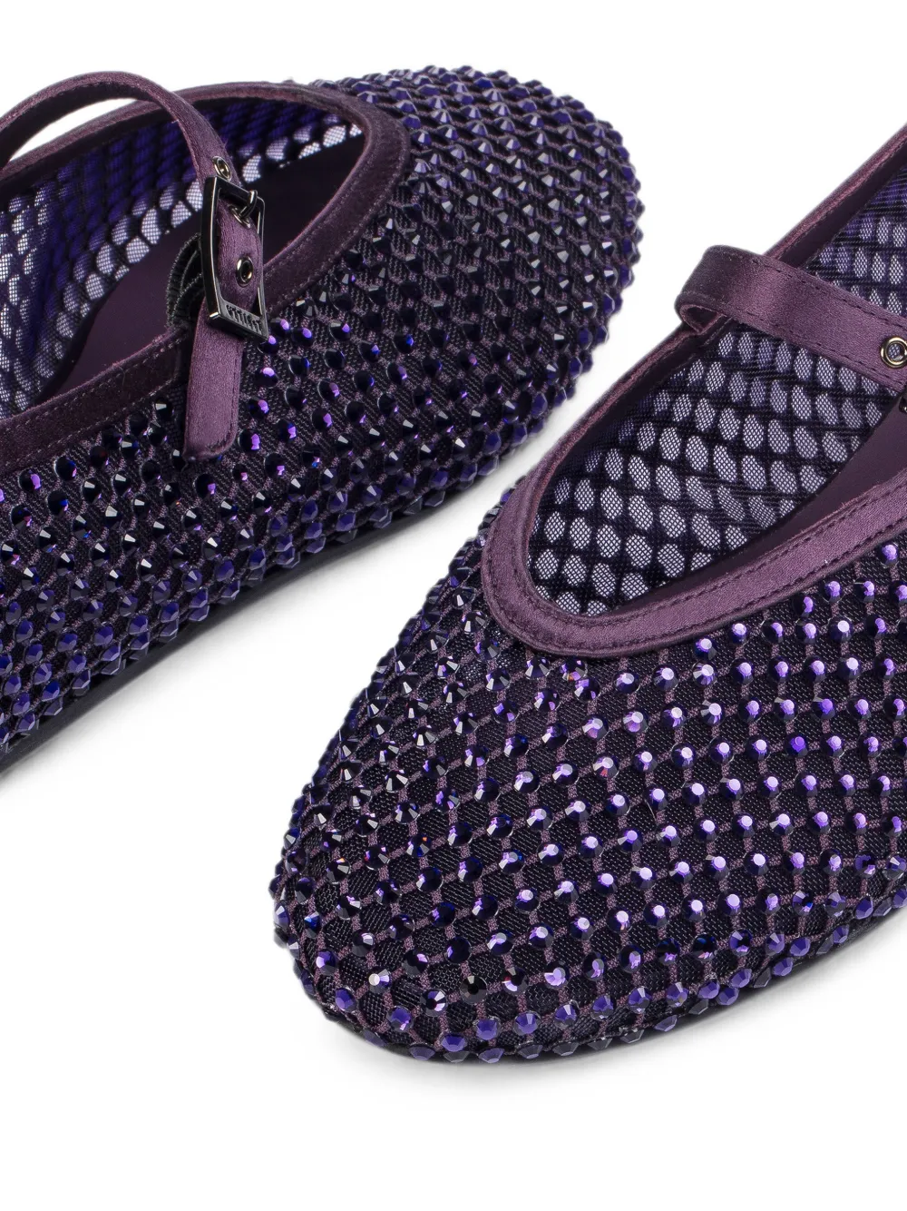 Le Silla Gilda crystal-embellished mesh ballet flats Paars