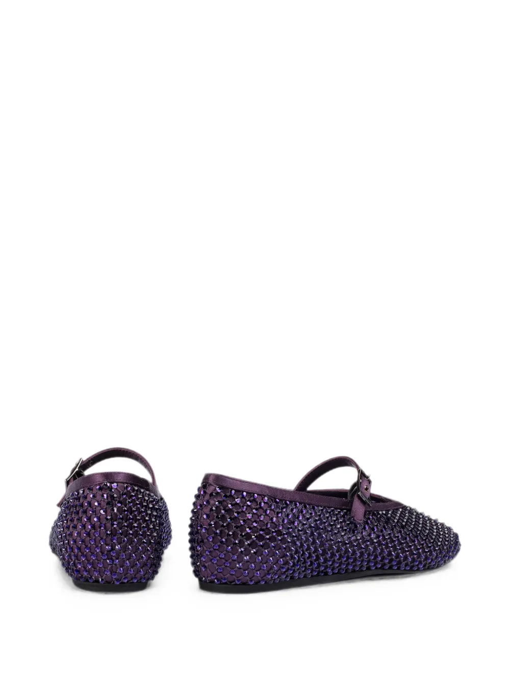 Le Silla Gilda crystal-embellished mesh ballet flats Paars