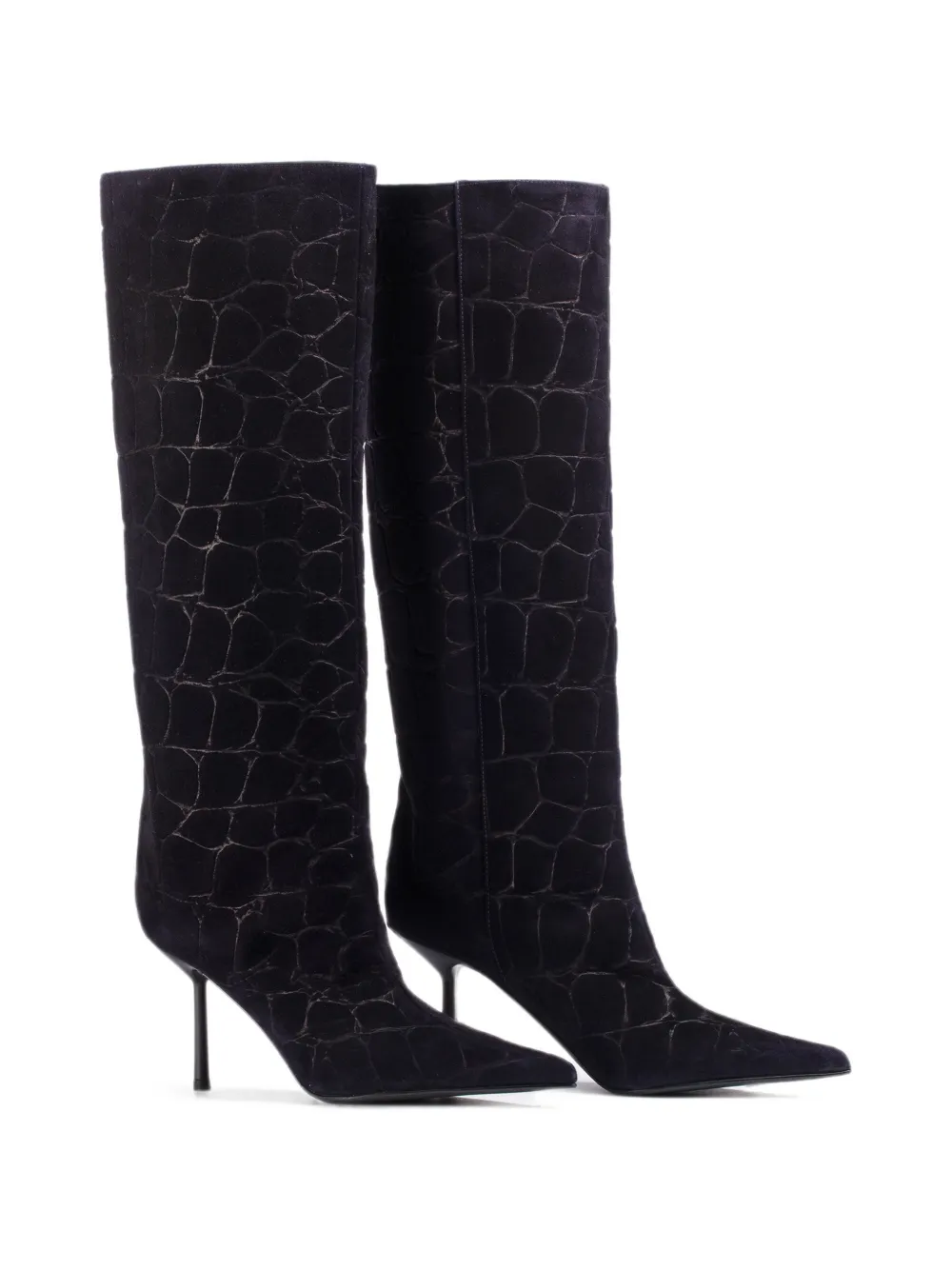 Le Silla Bella croc-effect knee-high boots Zwart