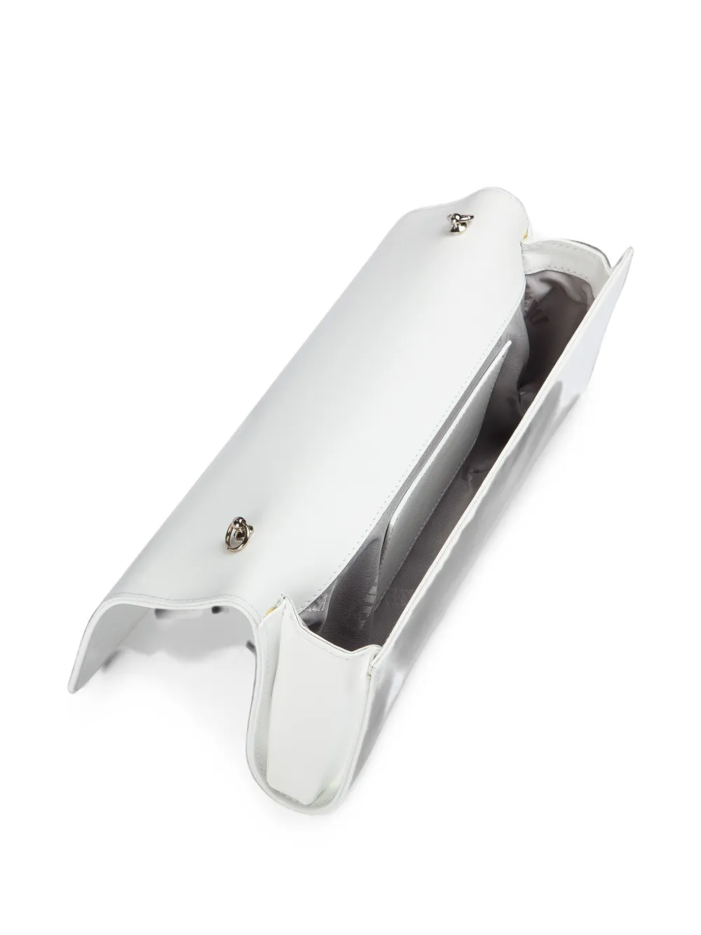 Le Silla patent-finish logo-plaque clutch bag Wit