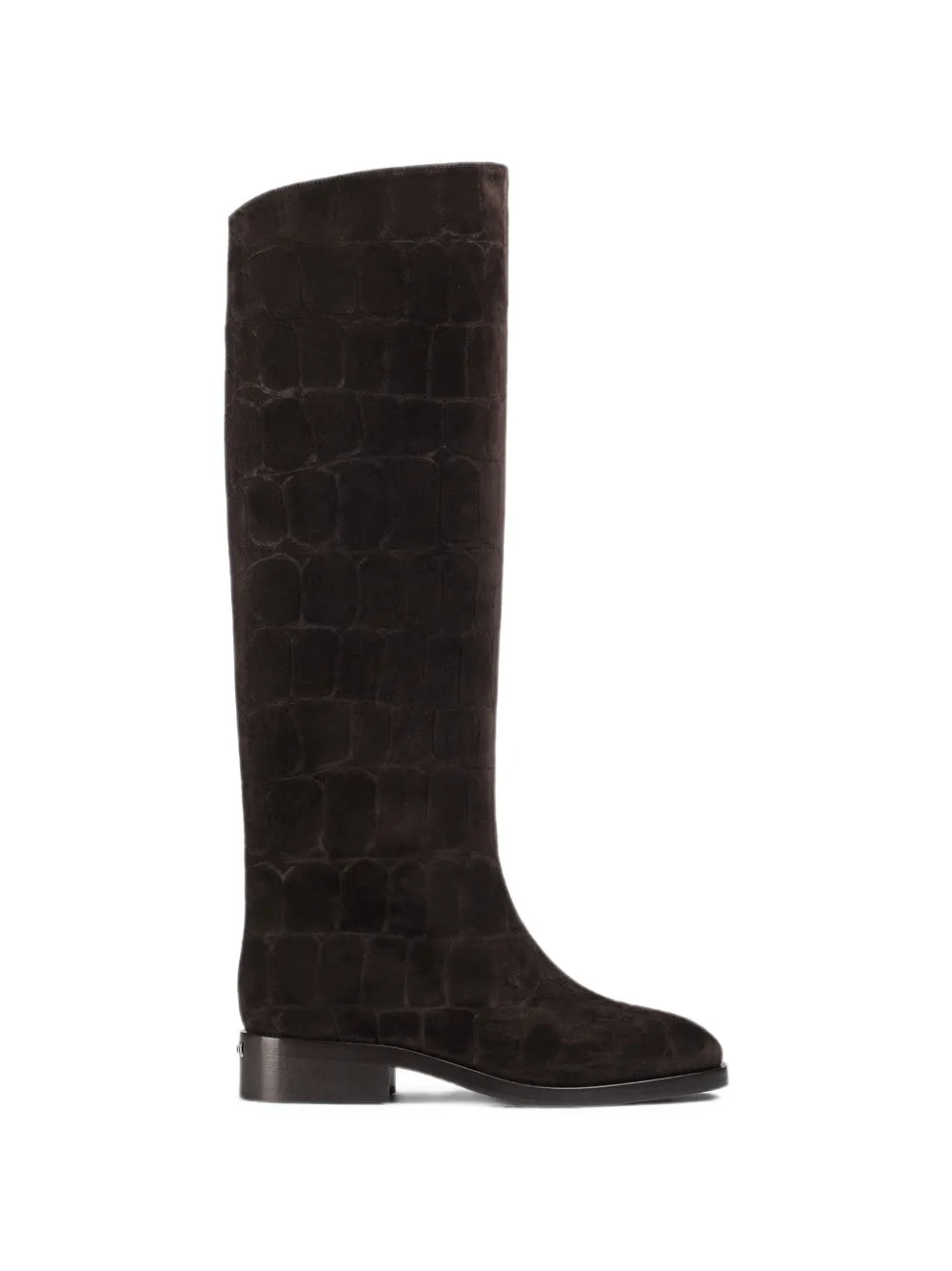 Le Silla Stivali Charlotte in pelle scamosciata con effetto coccodrillo - Marrone