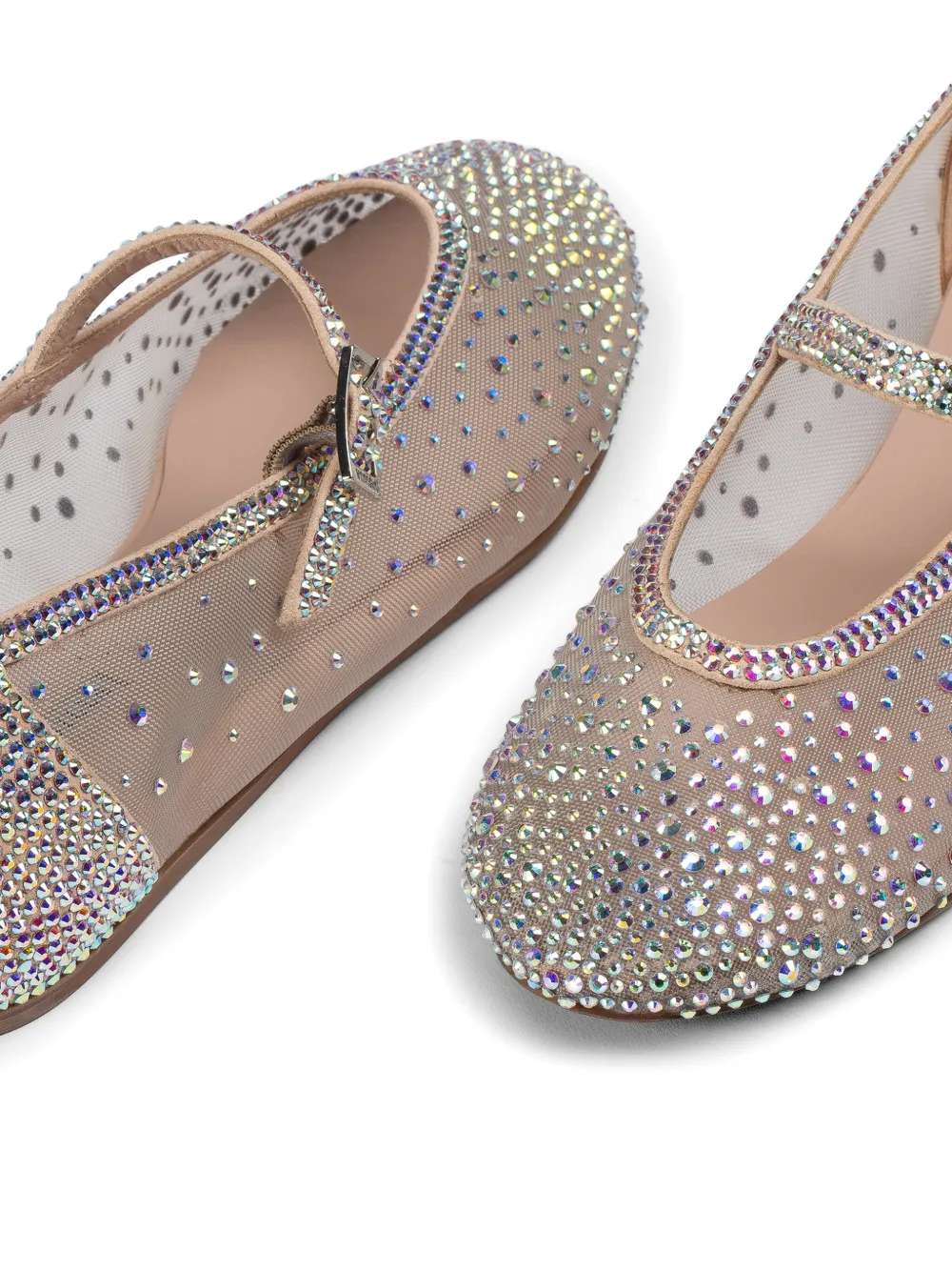 Le Silla Nicole ballerina's verfraaid met kristallen Beige