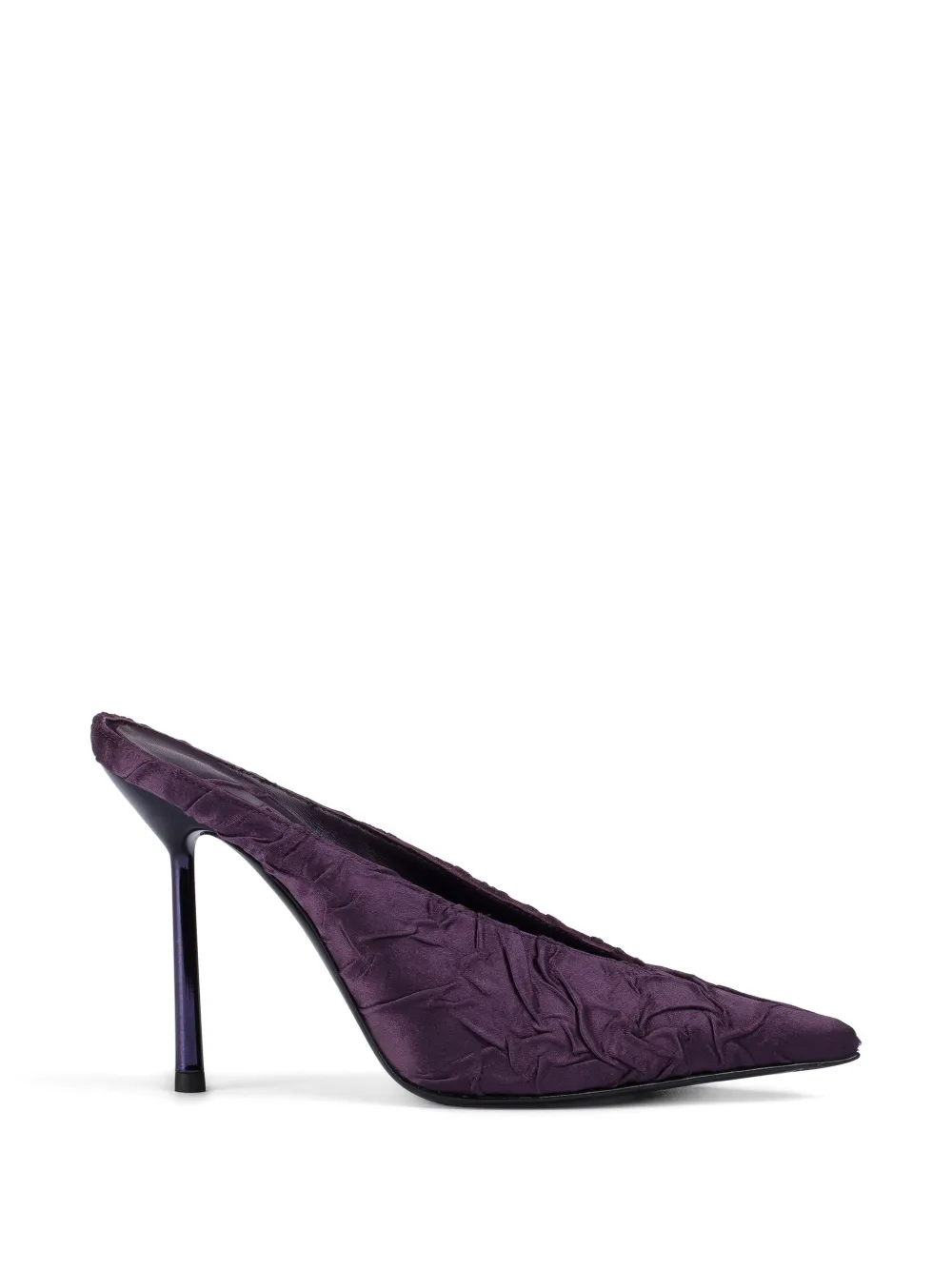 Le Silla Clivage Ruched Silk-satin Mules In Purple
