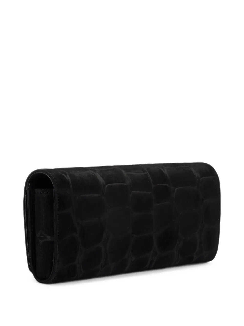 Le Silla crocodile-effect suede clutch bag Zwart