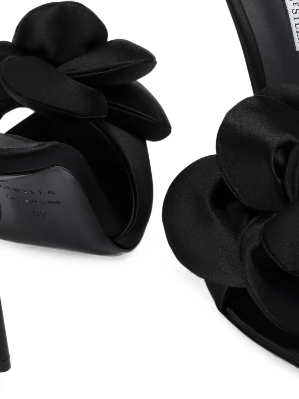 Le Silla Rose floral-appliqué sandals Zwart