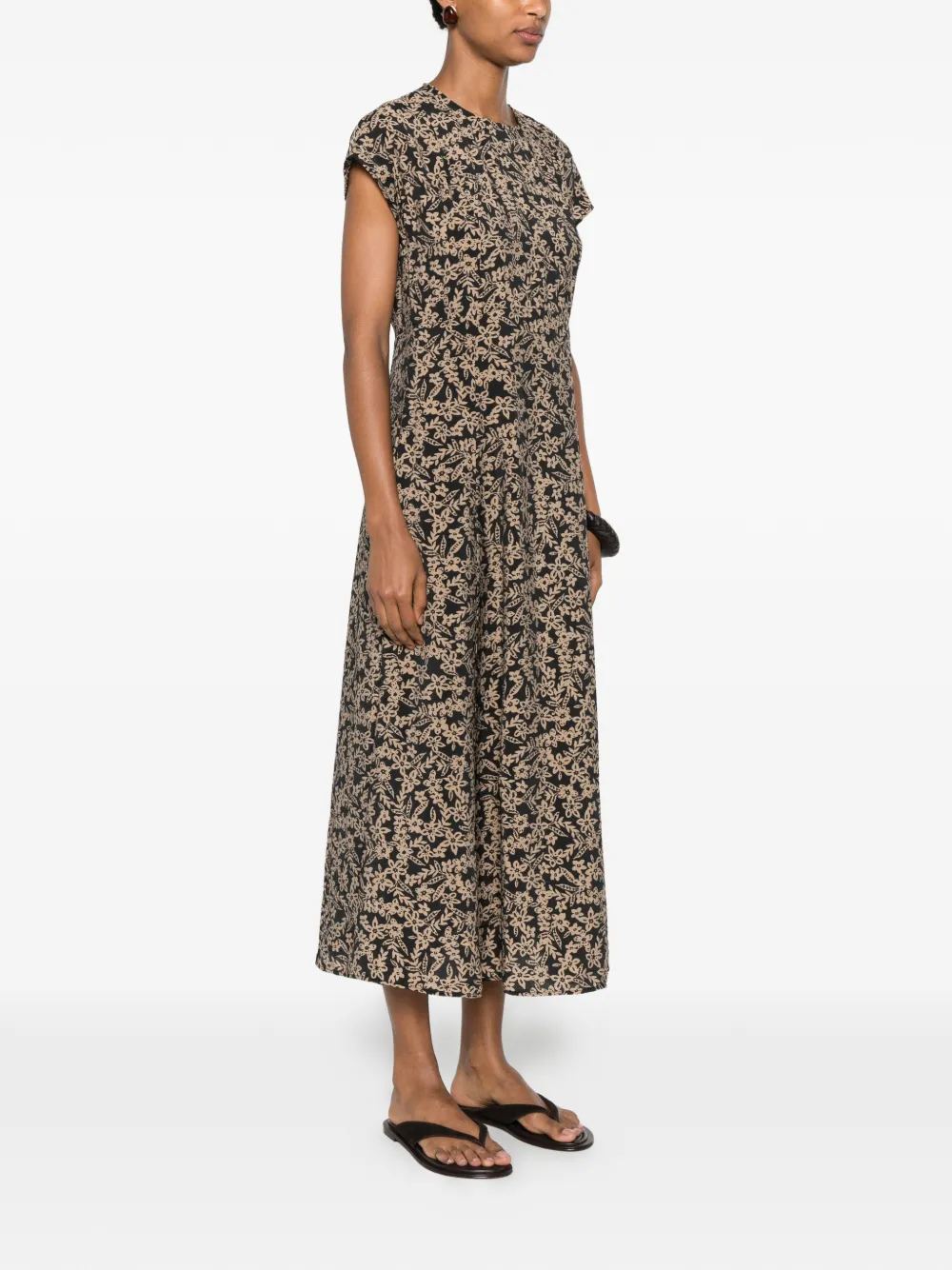 Marc O'Polo Jurk met kapmouwen en bloemenprint Blauw