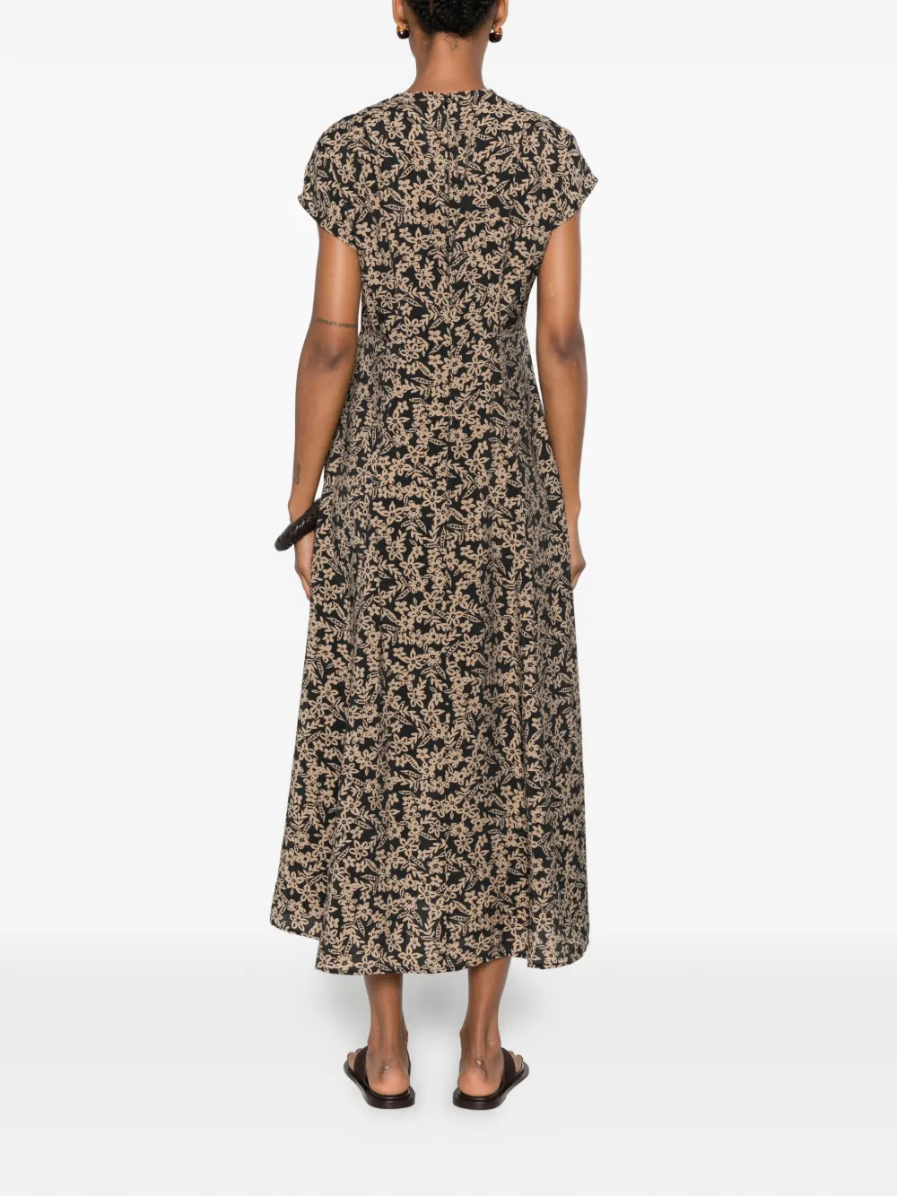 Marc O'Polo Jurk met kapmouwen en bloemenprint Blauw