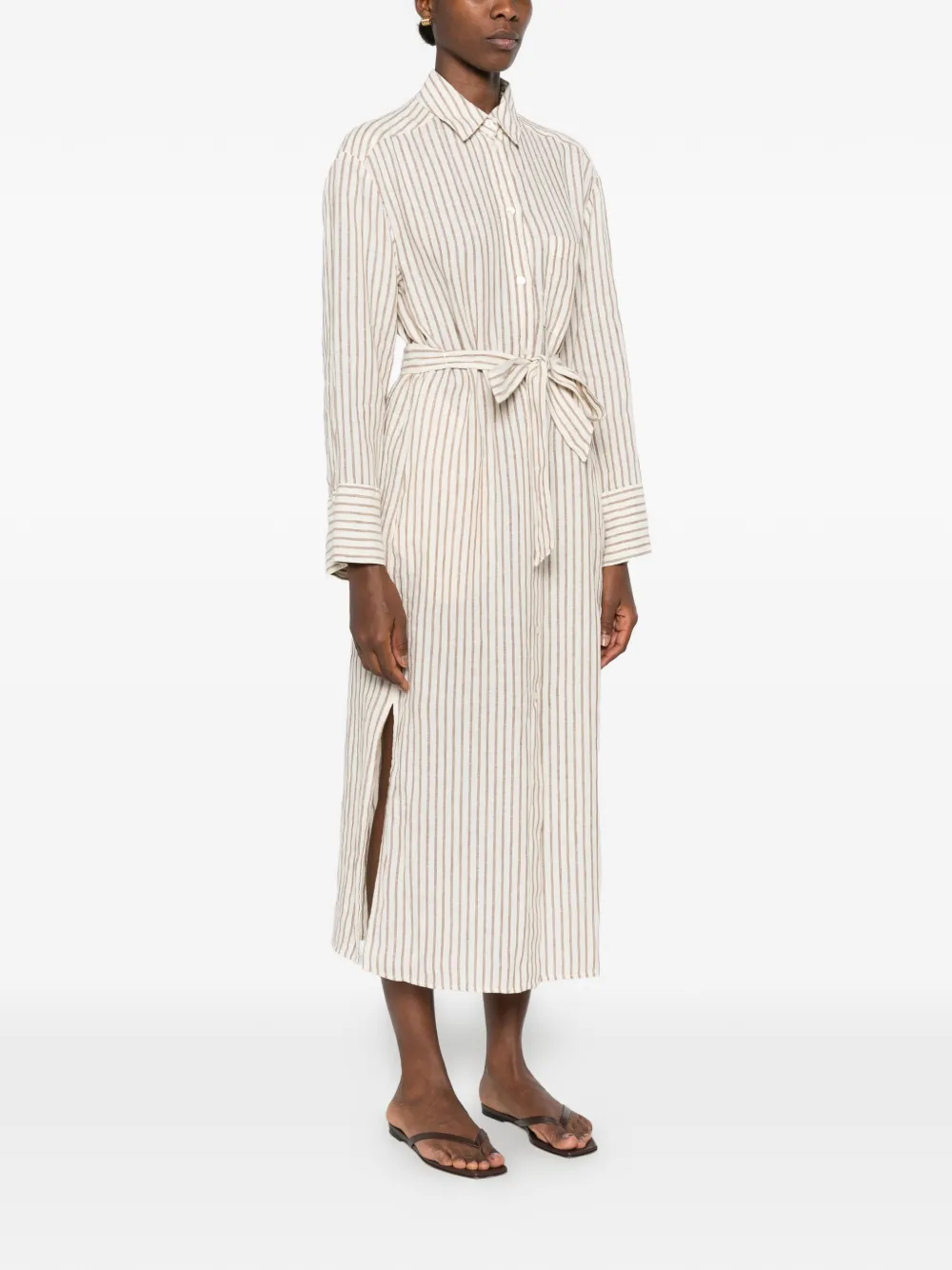 Marc O'Polo Midi-jurk met ceintuur Bruin