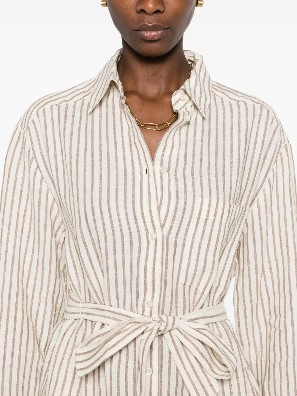 Marc O'Polo Midi-jurk met ceintuur Bruin