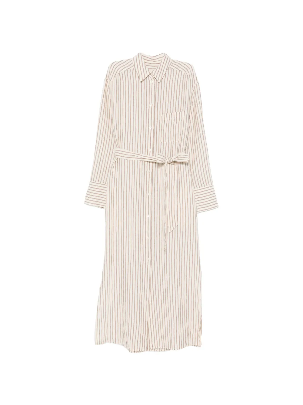 Marc O'Polo striped belted midi dress - Marrone