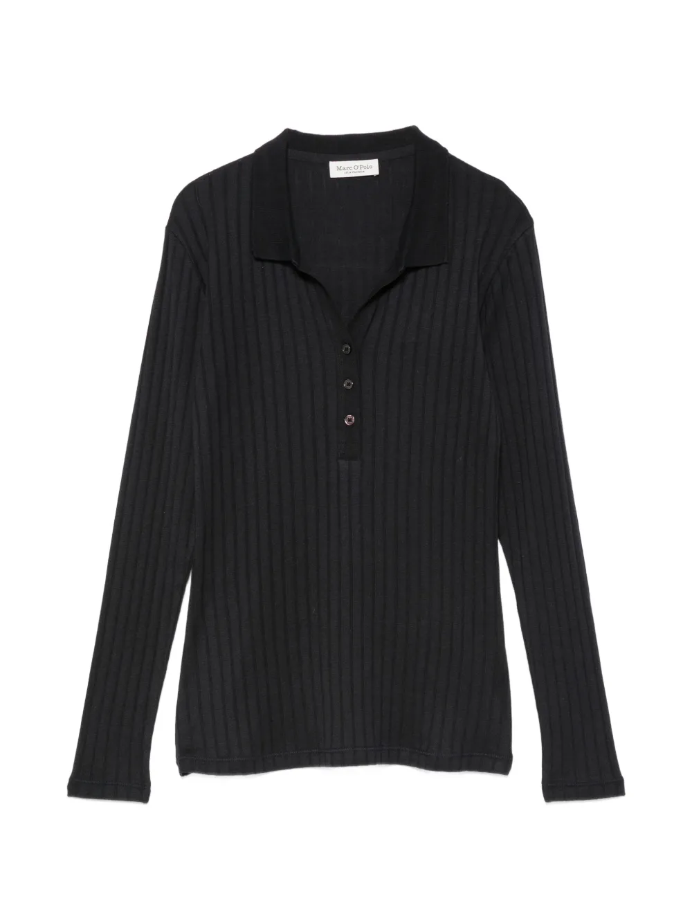 Marc O'Polo ribbed-knit long-sleeve polo top - Blu