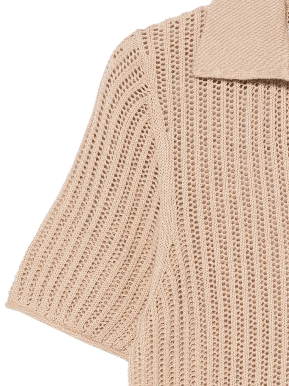Marc O'Polo Opengebreid T-shirt met polokraag Beige