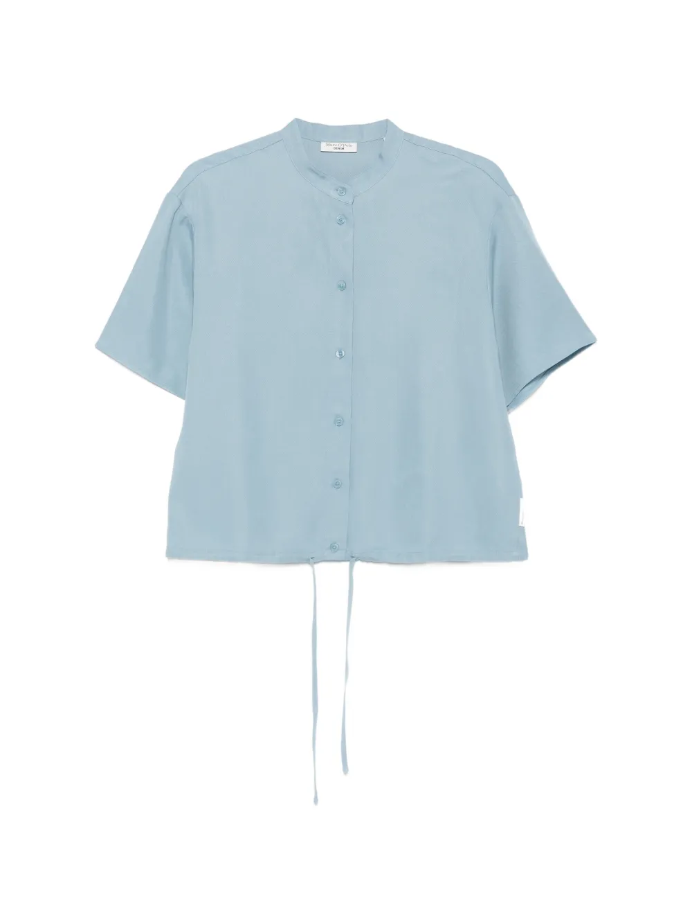 Marc O'Polo drawstring-hem band-collar shirt - Blu