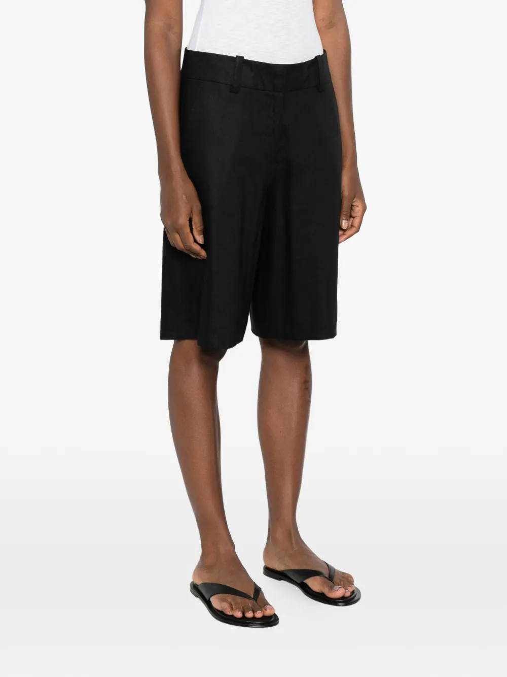 Marc O'Polo Knielange shorts met ceintuur Zwart