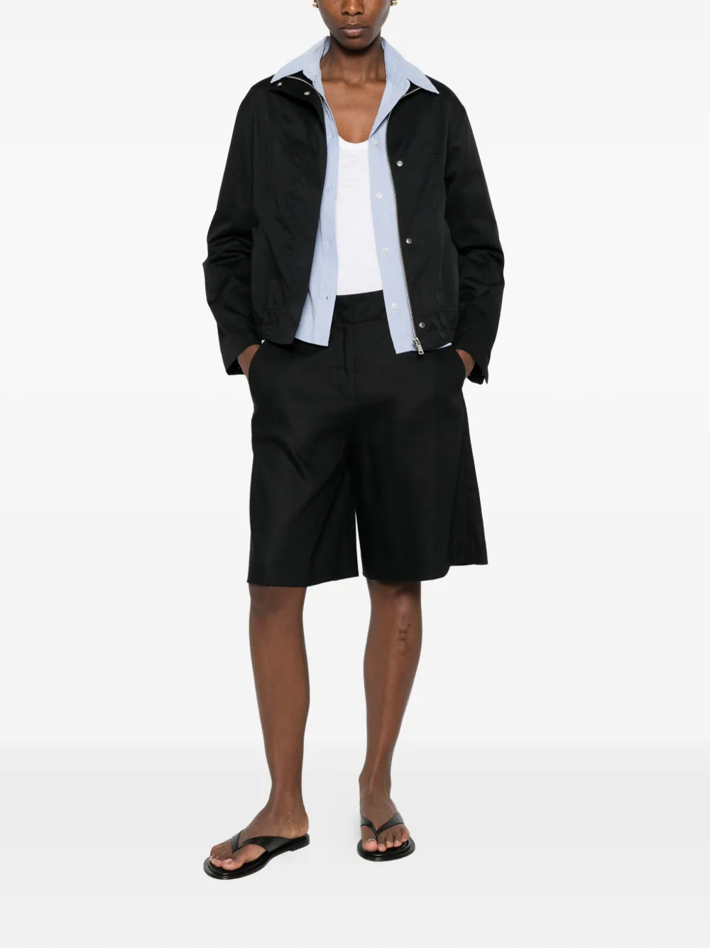 Marc O'Polo Knielange shorts met ceintuur Zwart