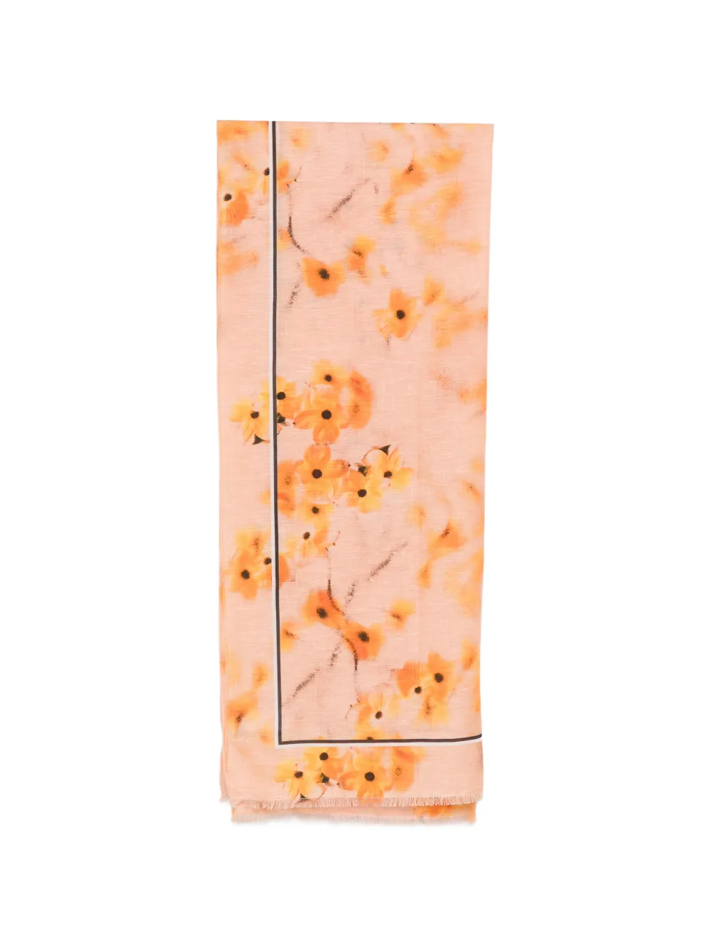 Marc O'Polo floral-print frayed scarf - Arancione