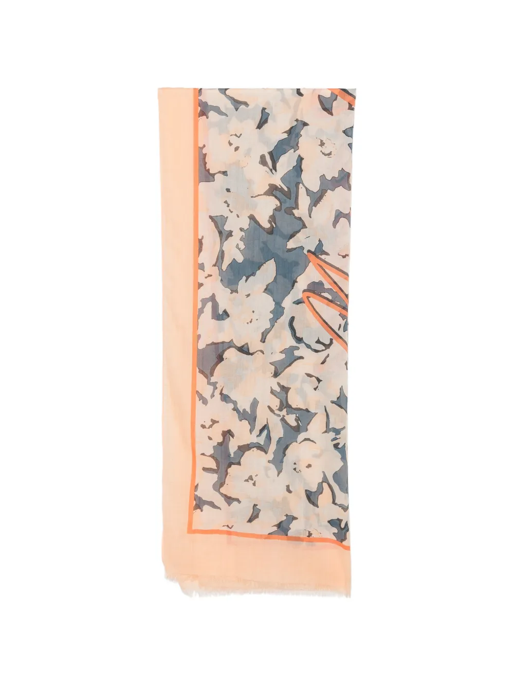 Marc O'Polo Sciarpa a fiori con frange - Blu
