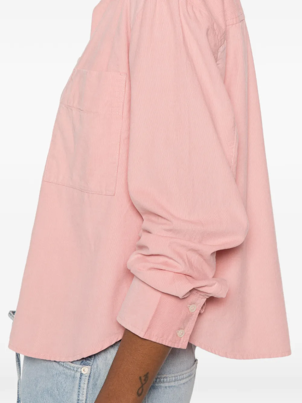Marc O'Polo Ribfluwelen blouse met borstzak Roze