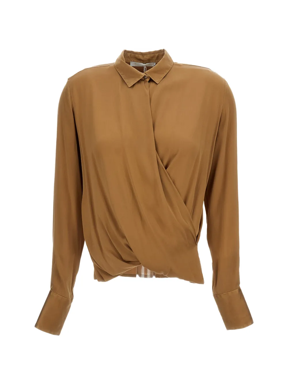 Q-WINS wrap-style long-sleeve shirt - Marrone