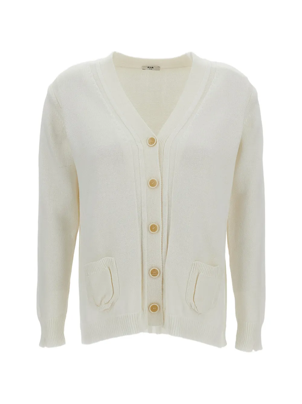 M.S.M. ribbed-trim patch-pocket cardigan - Bianco