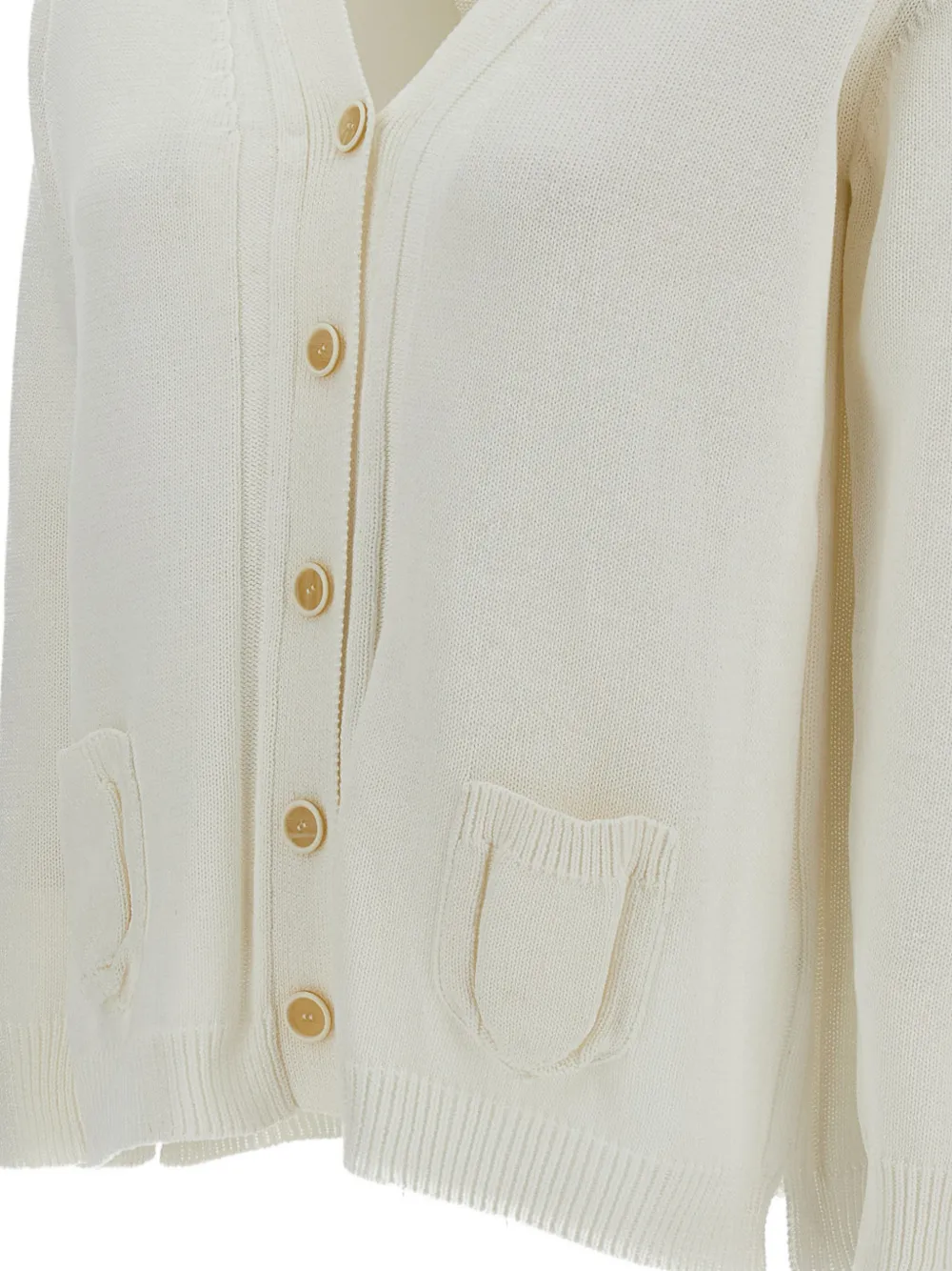 M.S.M. Vest met opgestikte zak en geribbelde afwerking Wit
