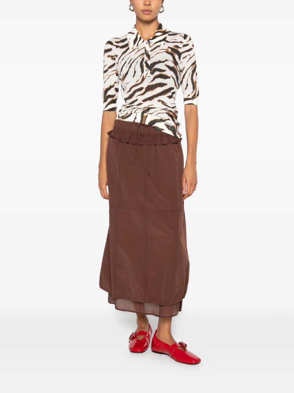GANNI Polotop met tijgerprint Wit