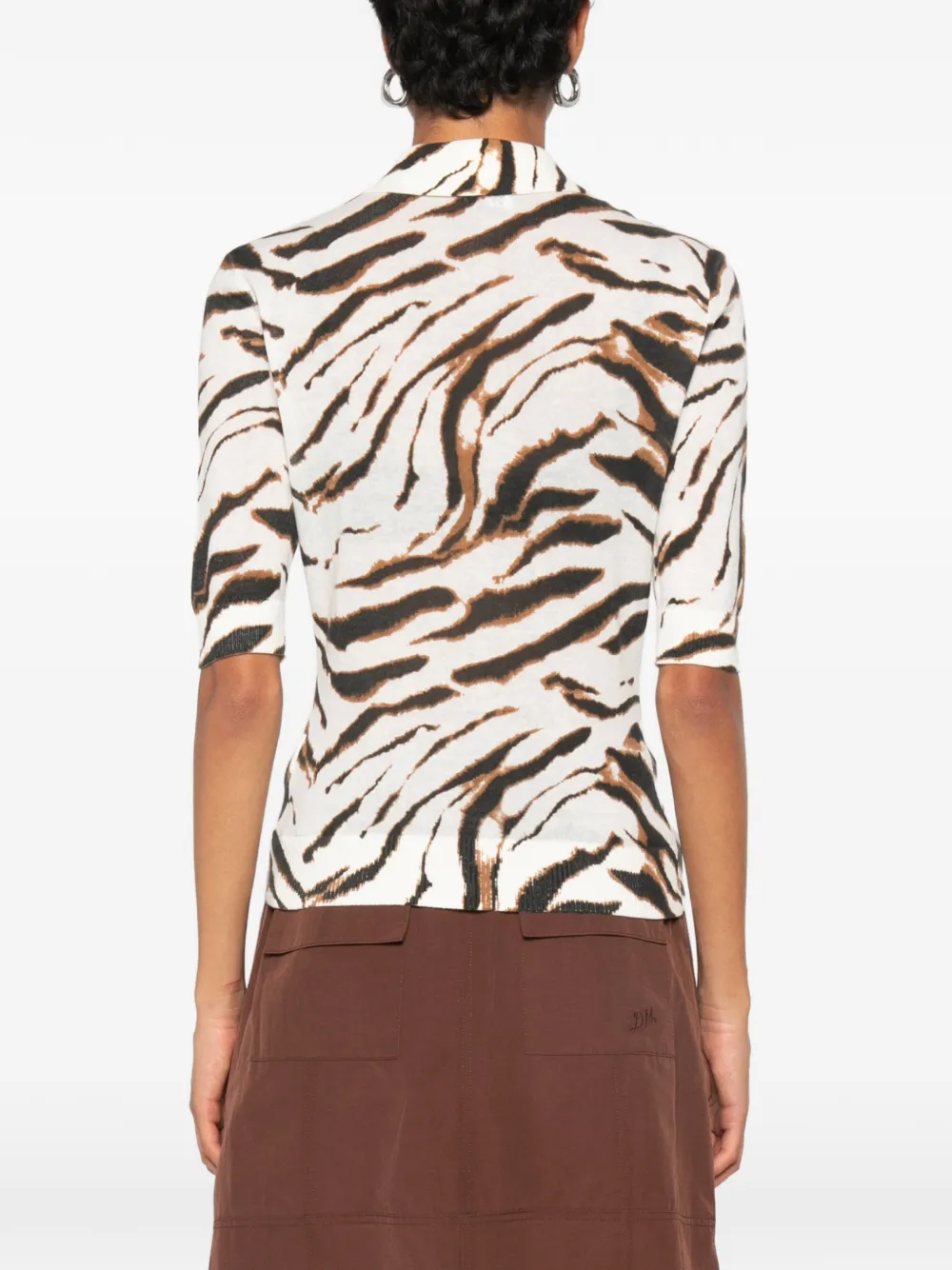 GANNI Polotop met tijgerprint Wit