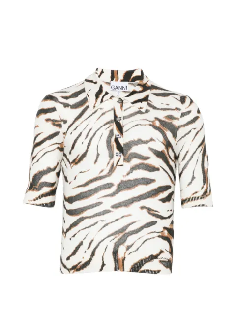 GANNI polo shirt in zebra cotton