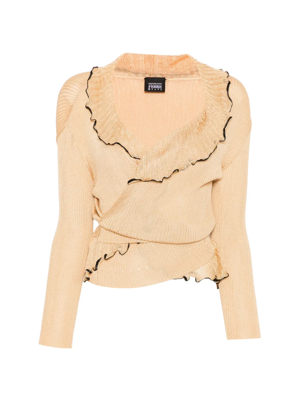 Gianfranco Ferré Pre-Owned 2000s ruffled wrap-front cardigan - Arancione