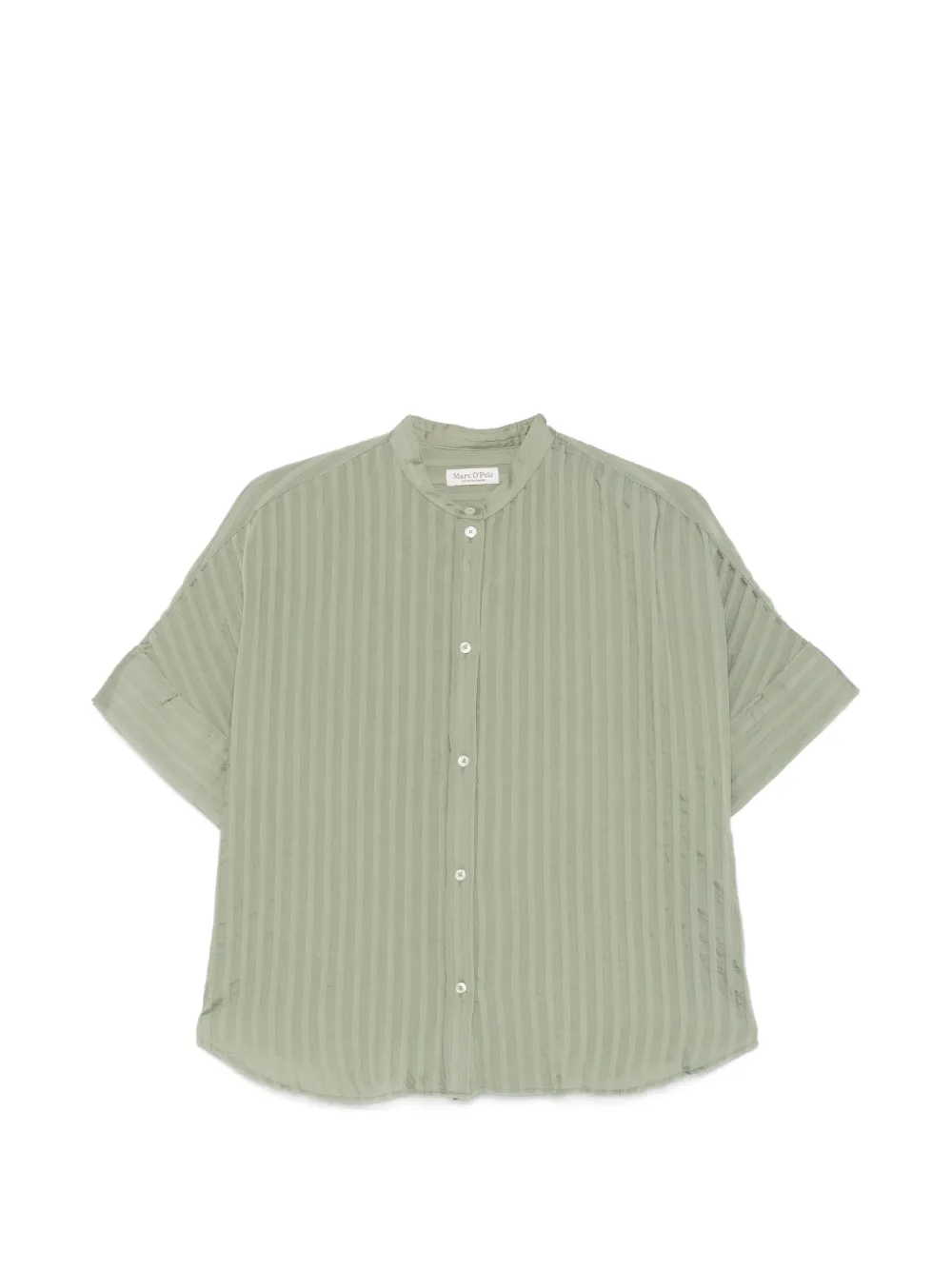 Marc O'Polo vertical-stripe band-collar shirt - Verde
