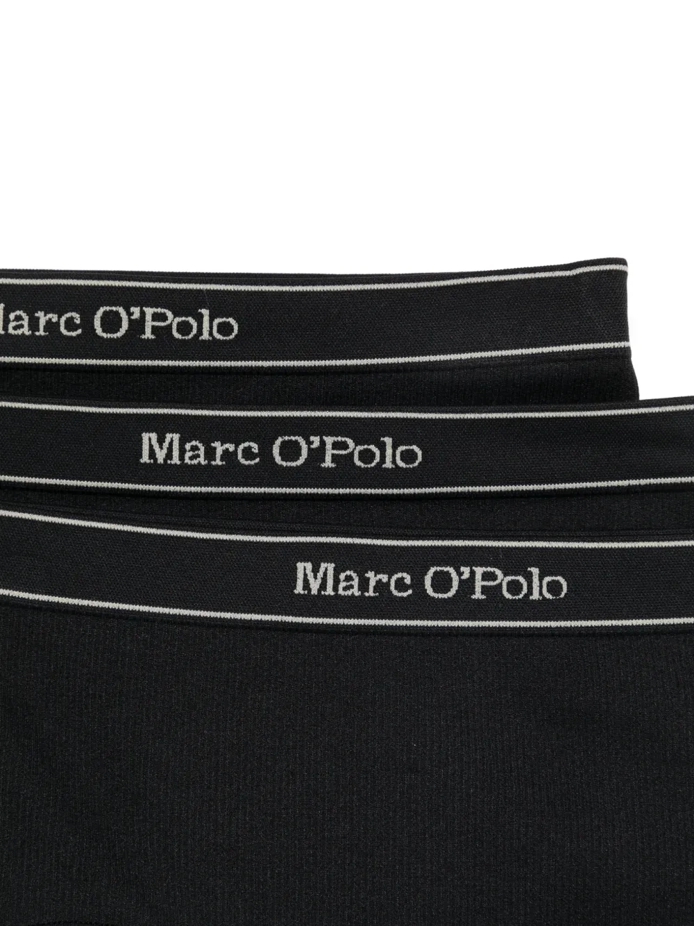 Marc O'Polo Drie geribbelde onderbroeken met logoband Zwart