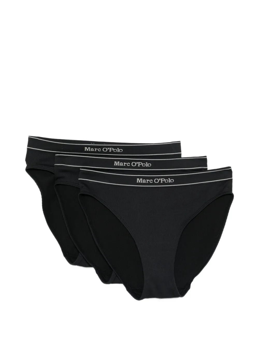 Marc O'polo Logo-waistband Ribbed Briefs (set Of Three) In Black