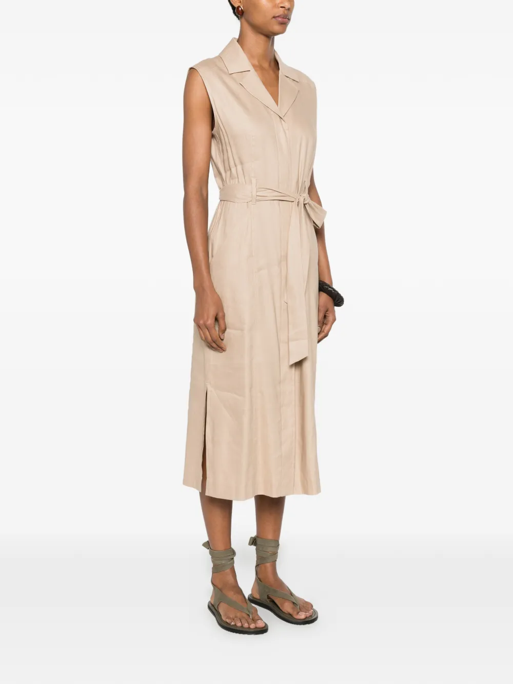 Marc O'Polo Mouwloze jurk met ceintuur Beige