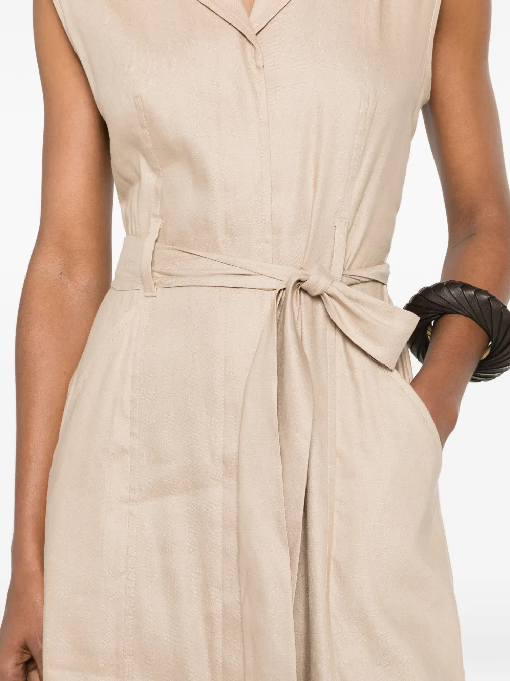 Marc O'Polo Mouwloze jurk met ceintuur Beige