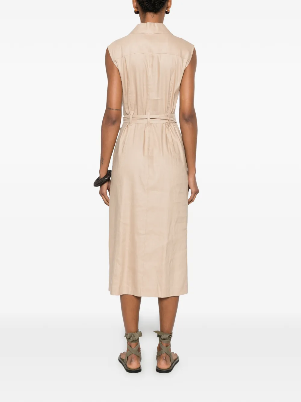 Marc O'Polo Mouwloze jurk met ceintuur Beige