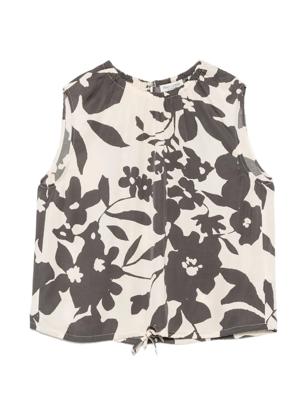 Marc O'Polo floral-print drawstring-hem top - Grigio