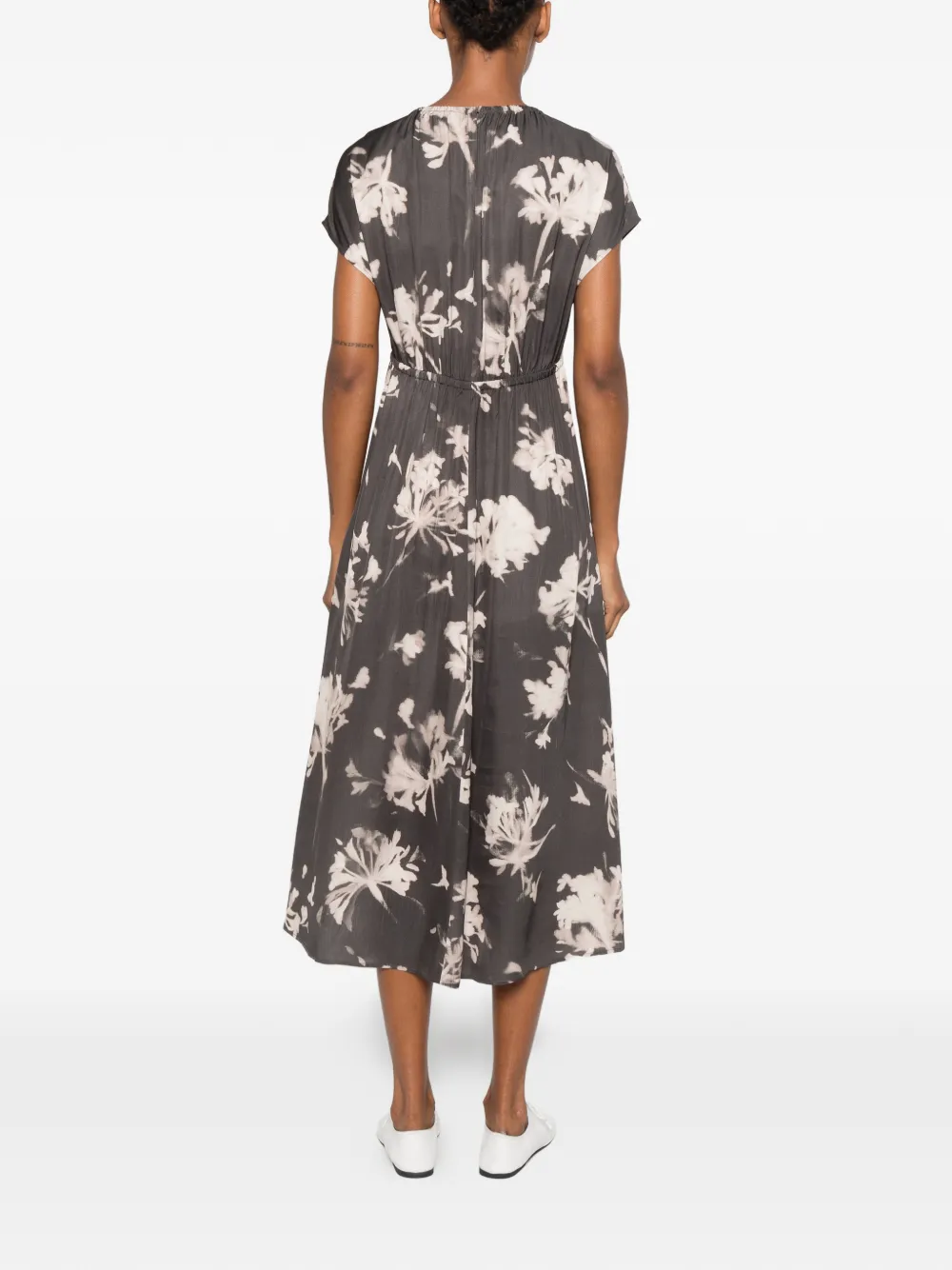 Marc O'Polo midi-jurk met bloemenprint en zijsplit Grijs
