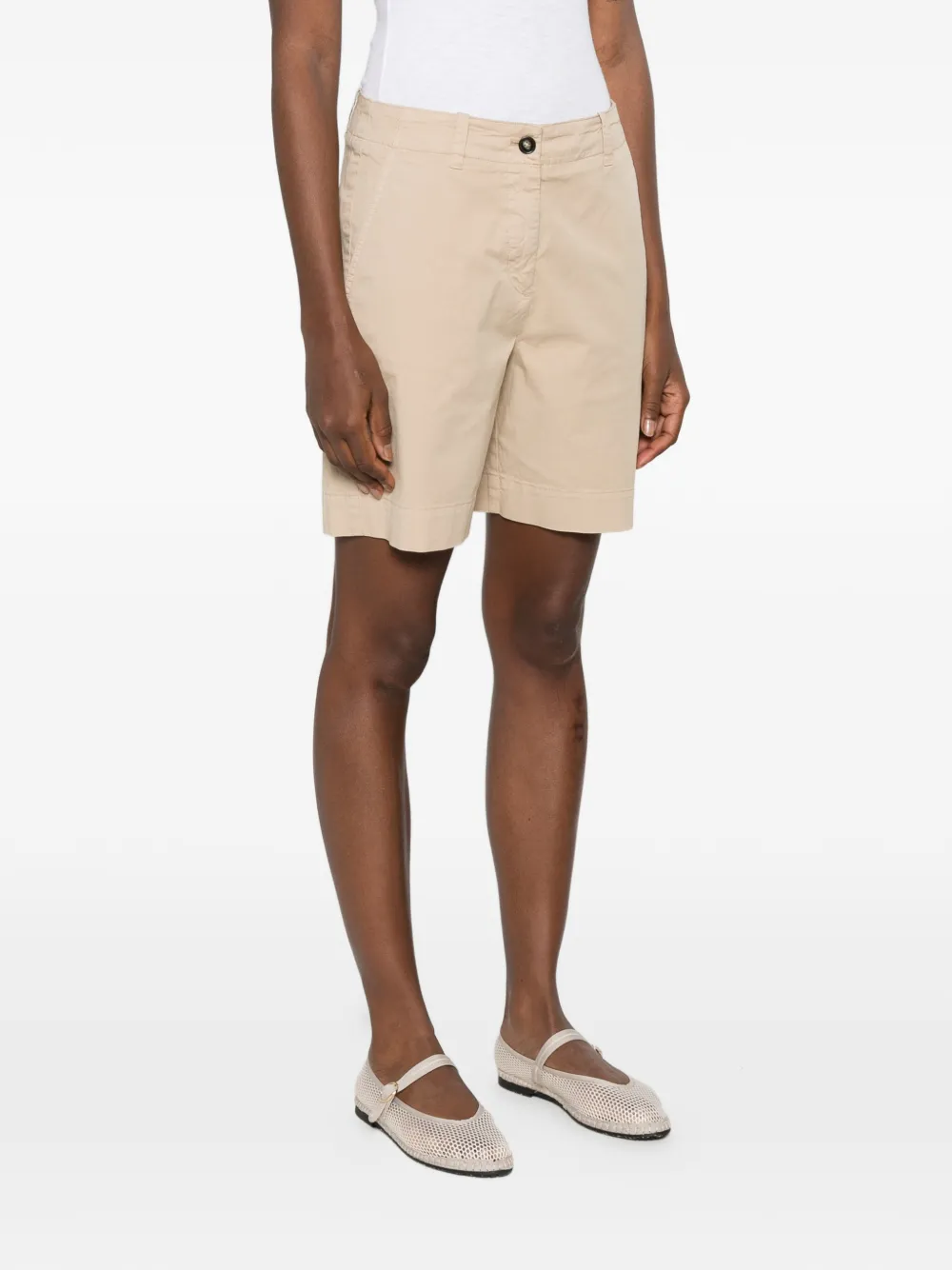 Marc O'Polo Shorts met knoopsluiting Beige