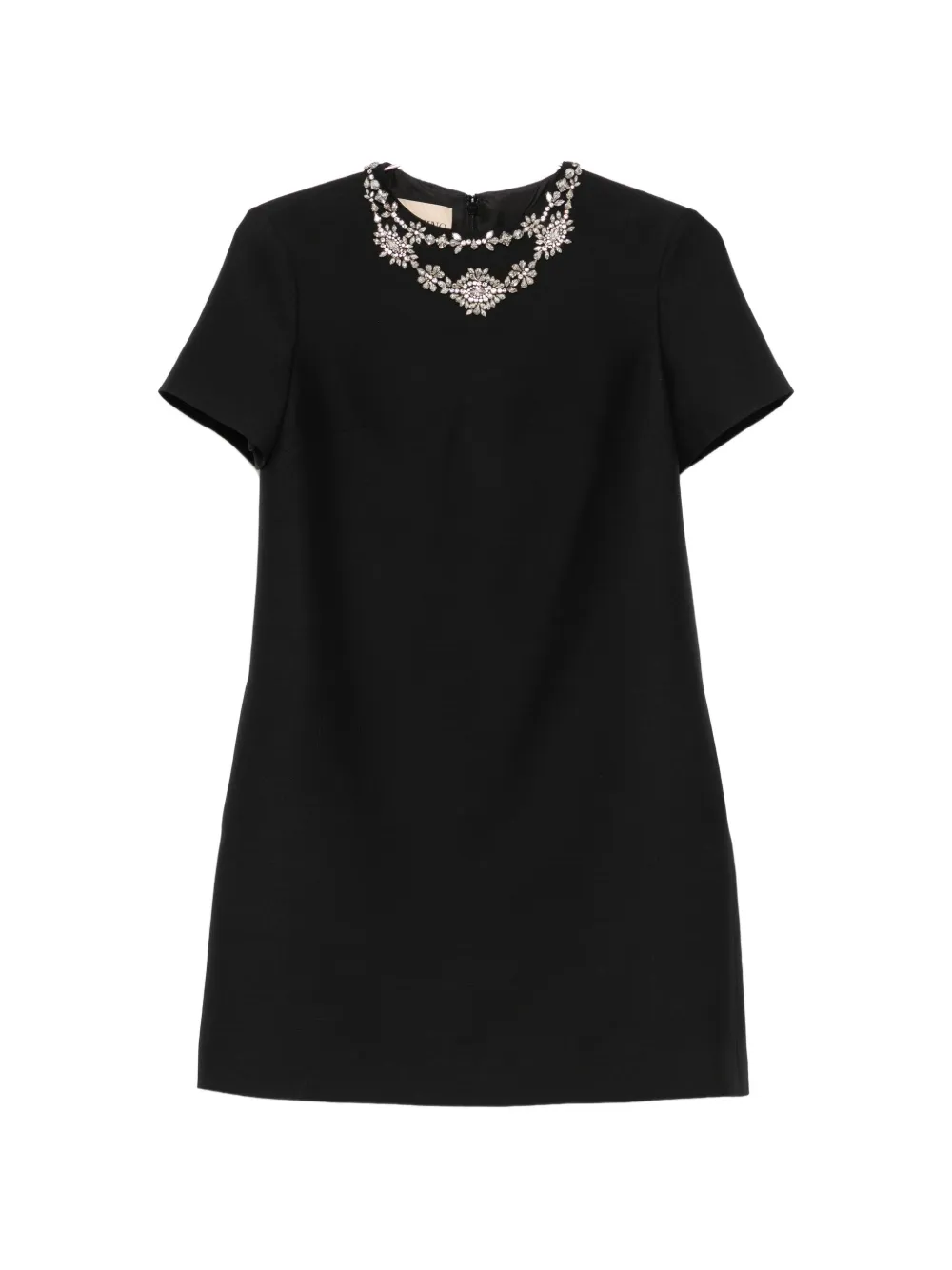 Valentino Garavani crystal-embellished short-sleeve mini dress - Nero