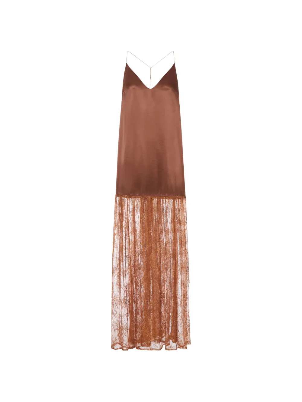 THE NINA STUDIO lace-insert silk dress - Braun